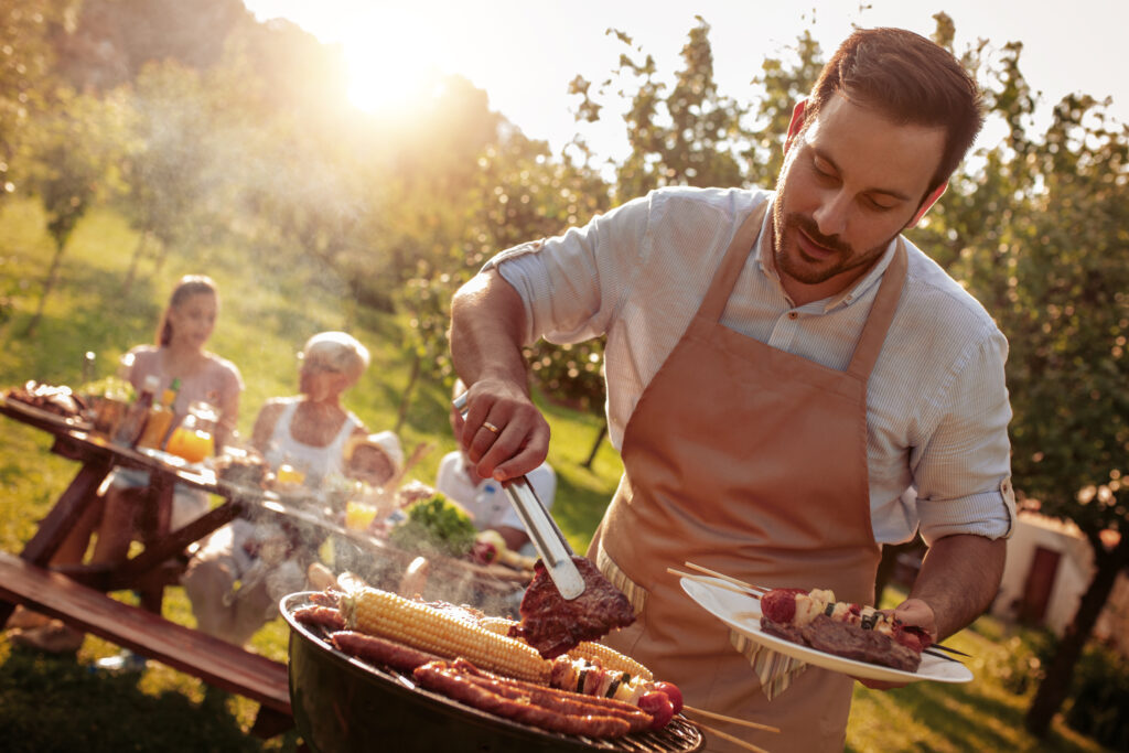 Dad barbecuing